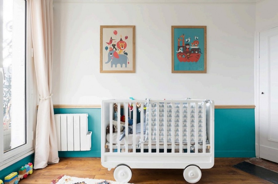 Simulateur couleurs peinture en ligne Tollens : chambre enfant bleu sur demi mur